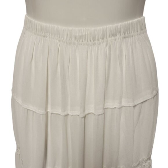 White Lace Skirt Sequin Elastic Waist Pleated Skirt Size XL, XXL - Picture 8 of 15